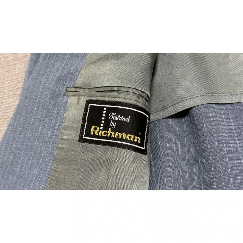 Vintage Richman Suit Mens‎ 42 36x32 Gray Pinstripe 2 Piece Jacket Pants Set
